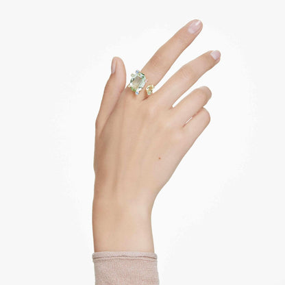 Anillo abierto Swarovski Gema, mixtos, multicolor, baño dorado