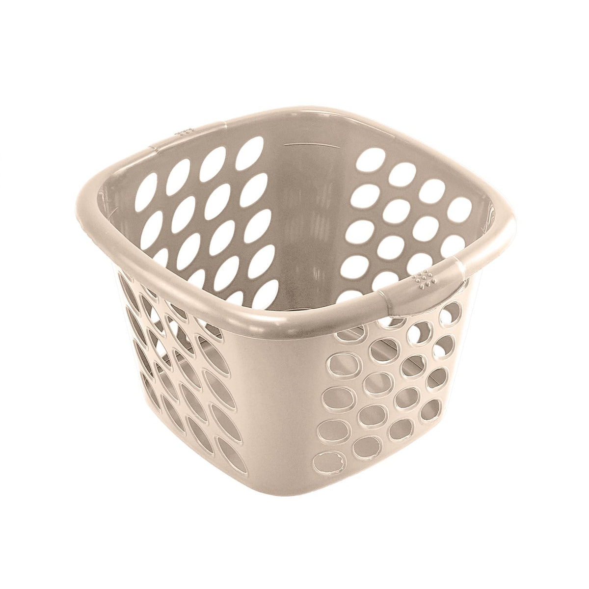 Guateplast Cestas Plásticas Cuadradas 22L Set de 3 | Beige, polipropileno virgen, sin BPA, apilables, agarradores laterales