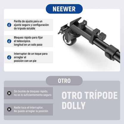 Neewer Fotografía Professional Heavy Duty Trípode Dolly con Ruedas de Goma y Patas Ajustables para Cámaras DSLR Iluminación de Video Fotográfico
