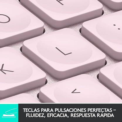 Logitech MX Keys Mini Teclado Inalámbrico Minimalista Iluminado, Compacto, Bluetooth, Retroiluminado, USB-C, Compatible con Apple macOS, iOS, Windows, Linux, Android, de Metal - Rosa