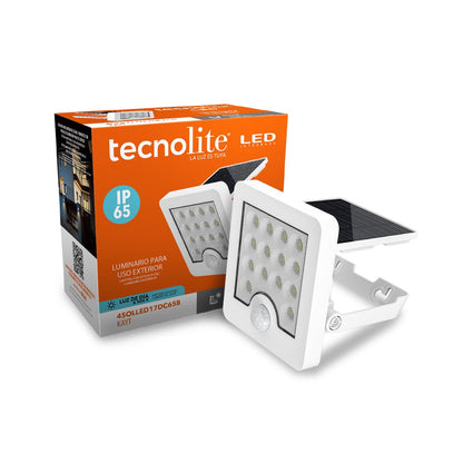 Tecnolite - Lámpara Solar LED 4 W, Luz de Día, Dirigible, Sensor de Movimiento, IP65