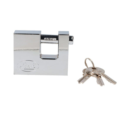 Lock L22C70ECSB Candado de acero para cortina metálica 70 mm, cromo satinado, llave estándar