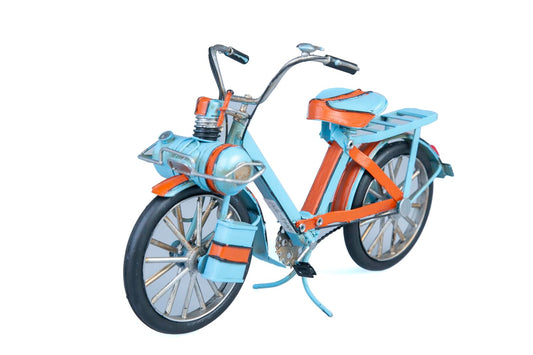 Running Bici | Estilo Vintage | Adornos de Escritorio | para Oficina y hogar | Bici a Escala | Azul y Naranja | 17 x 19 cm