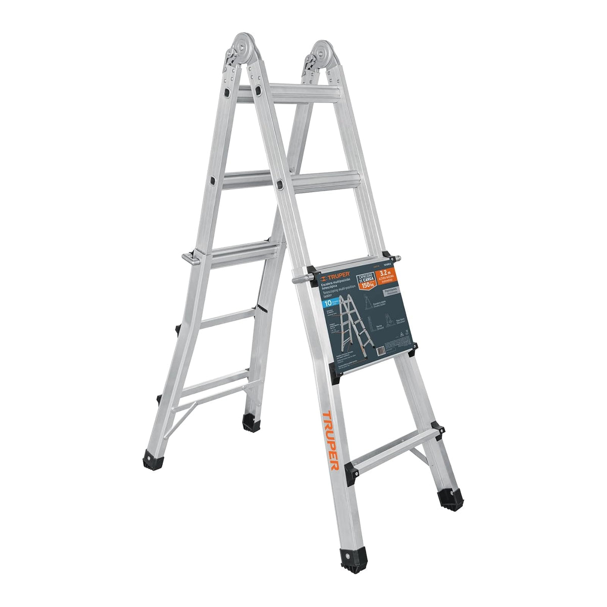 Truper EMT-10 Multiescalera telescópica,3.2 m,Capacidad de Carga 140 kg