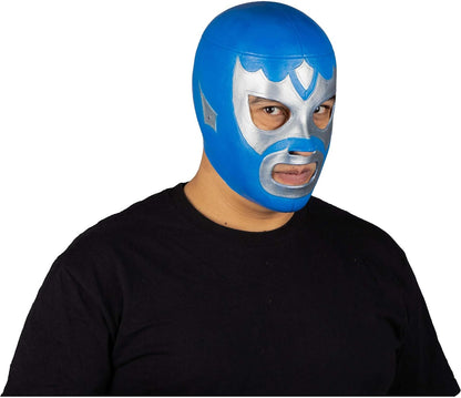 REV Máscara De Luchador Mexicano Alas De Plata Adulto, Diseño Azul Y Plateado Enmascarado De Lucha Libre, Ideal Para Halloween, Eventos Deportivos, Cosplay, Porras Y Partidos