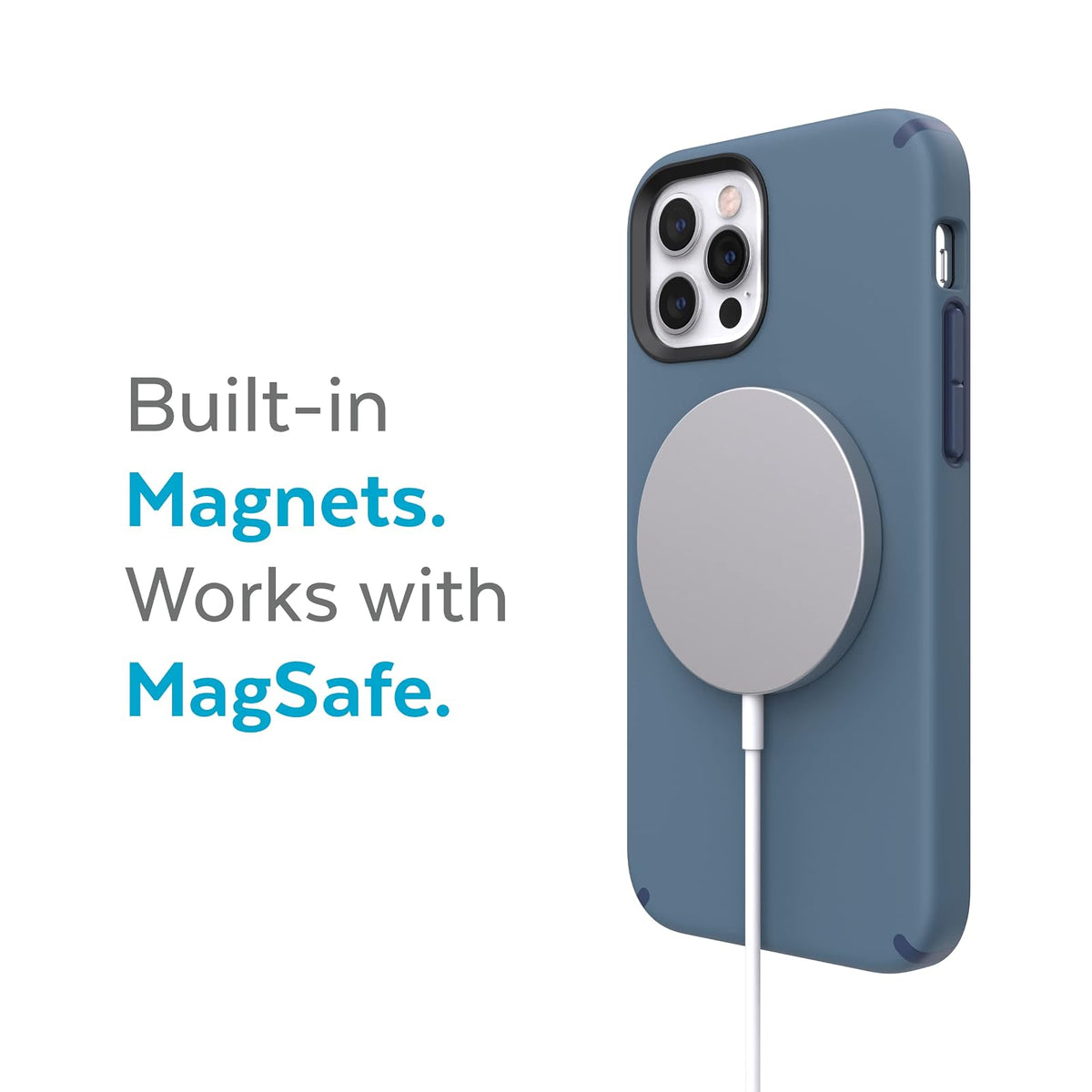 Speck Products Candyshell Pro Funda para iPhone 12 y 12 Pro, Modelo de 6.1 Pulgadas, Compatible con MagSafe, Mystery Blue/Faded Denim