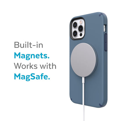Speck Products Candyshell Pro Funda para iPhone 12 y 12 Pro, Modelo de 6.1 Pulgadas, Compatible con MagSafe, Mystery Blue/Faded Denim