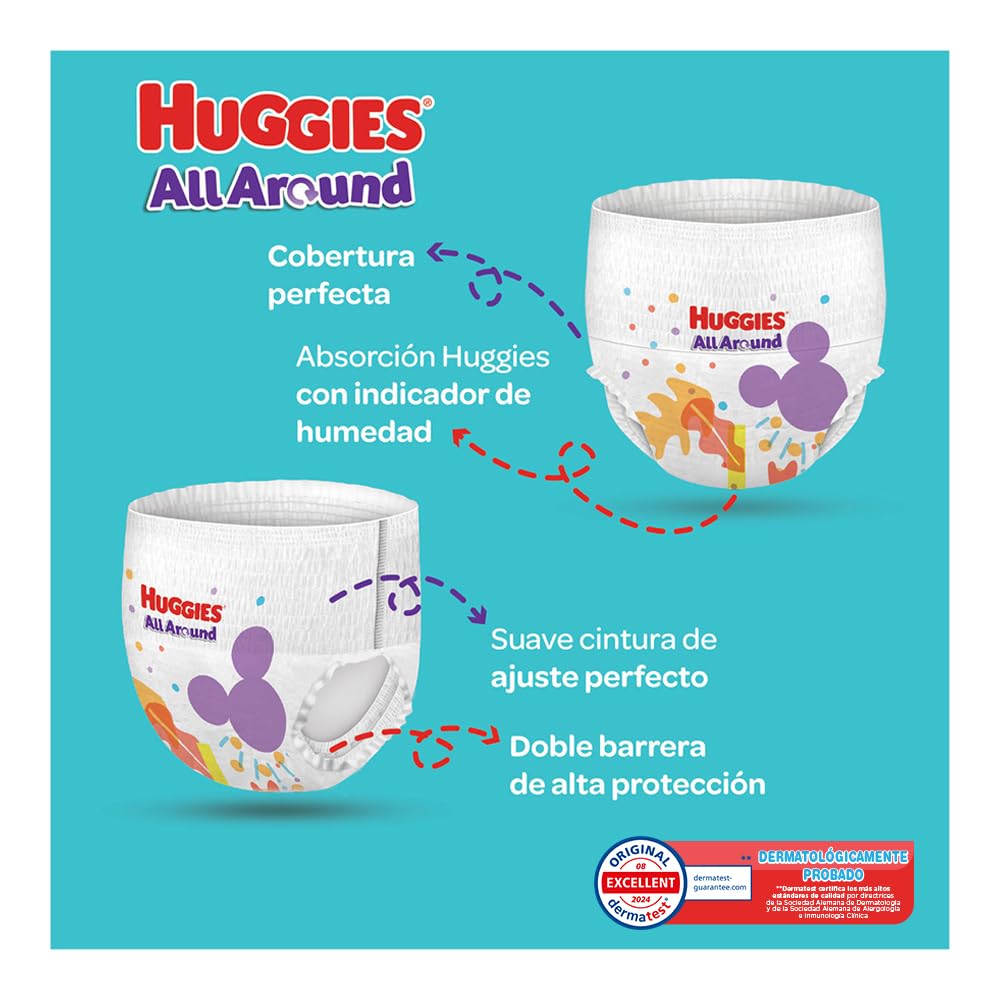 Huggies All Around Pañal Desechable para Bebé, Etapa 6 Unisex, Caja con 160 piezas, Ideal para bebés de más de 13.5 kg