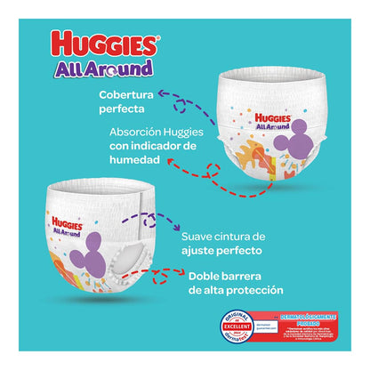 Huggies All Around Pañal Desechable para Bebé, Etapa 6 Unisex, Caja con 160 piezas, Ideal para bebés de más de 13.5 kg