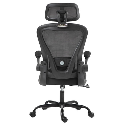 Cokos Silla de Oficina Ergonómica Giratoria Regulable con Reposabrazos Reposacabezas y Soporte Lumbar Apta para Oficinas y Salas de Estudio, Negro
