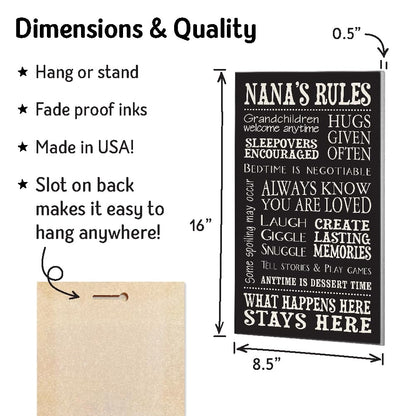 My Word!. Nana 's Rules-8.5 X 16 Decorative Firmar, Negro con Letras en Color Crema
