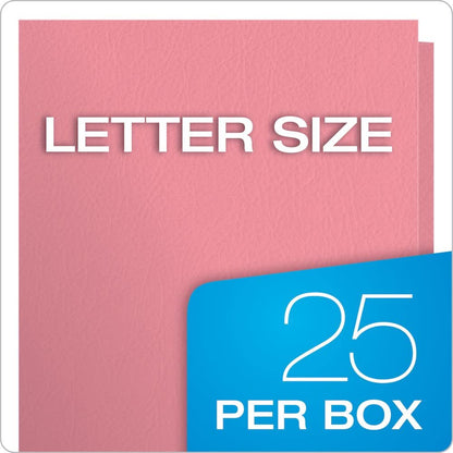 Fólder de bolsillo Oxford Twin, tamaño carta, 25 por caja, Rosado, 1 paquete