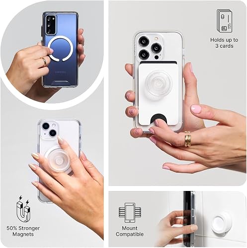 PopSockets - Empuñadura para teléfono MagSafe, Agarre magnético Seguro y Soporte para teléfono, Soporte Manos Libres, Compatible con Carga inalámbrica, Lindos PopSockets - Curves Latte