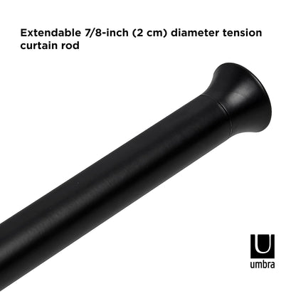 Umbra Chroma 7/8-Inch Drapery Tension Rod for Window, 36 to 54-Inch, Black