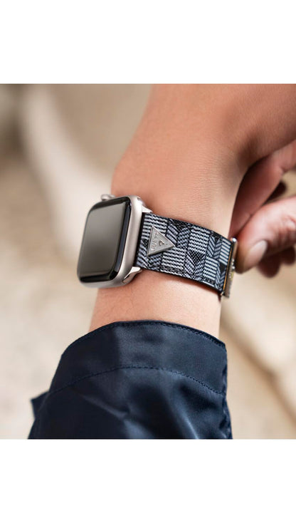 GUESS Correa de reloj inteligente para Caballero compatible con Apple Watch (42MM-44MM) Negro
