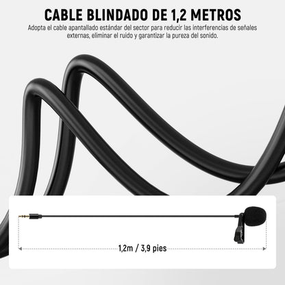 NEEWER 2 Pack Lavalier Lapel Microphone para dji Mic Wireless Transmisores, Compatible con Rode Wireless GO II 2, Condensador Omnidireccional, Cable Micrófono Solapa para Youtube Live Streaming, CM5