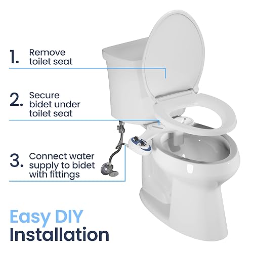 LUXE Bidet NEO 180 - Accesorio de Bidé para Asiento de Inodoro, Blanco | No Eléctrico, 2 Boquillas, Autolimpiante, Presión de Agua Ajustable, Lavado Trasero/Femenino, con Palanca