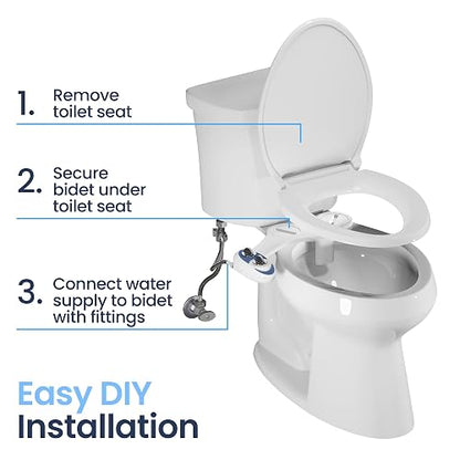 LUXE Bidet NEO 180 - Accesorio de Bidé para Asiento de Inodoro, Blanco | No Eléctrico, 2 Boquillas, Autolimpiante, Presión de Agua Ajustable, Lavado Trasero/Femenino, con Palanca