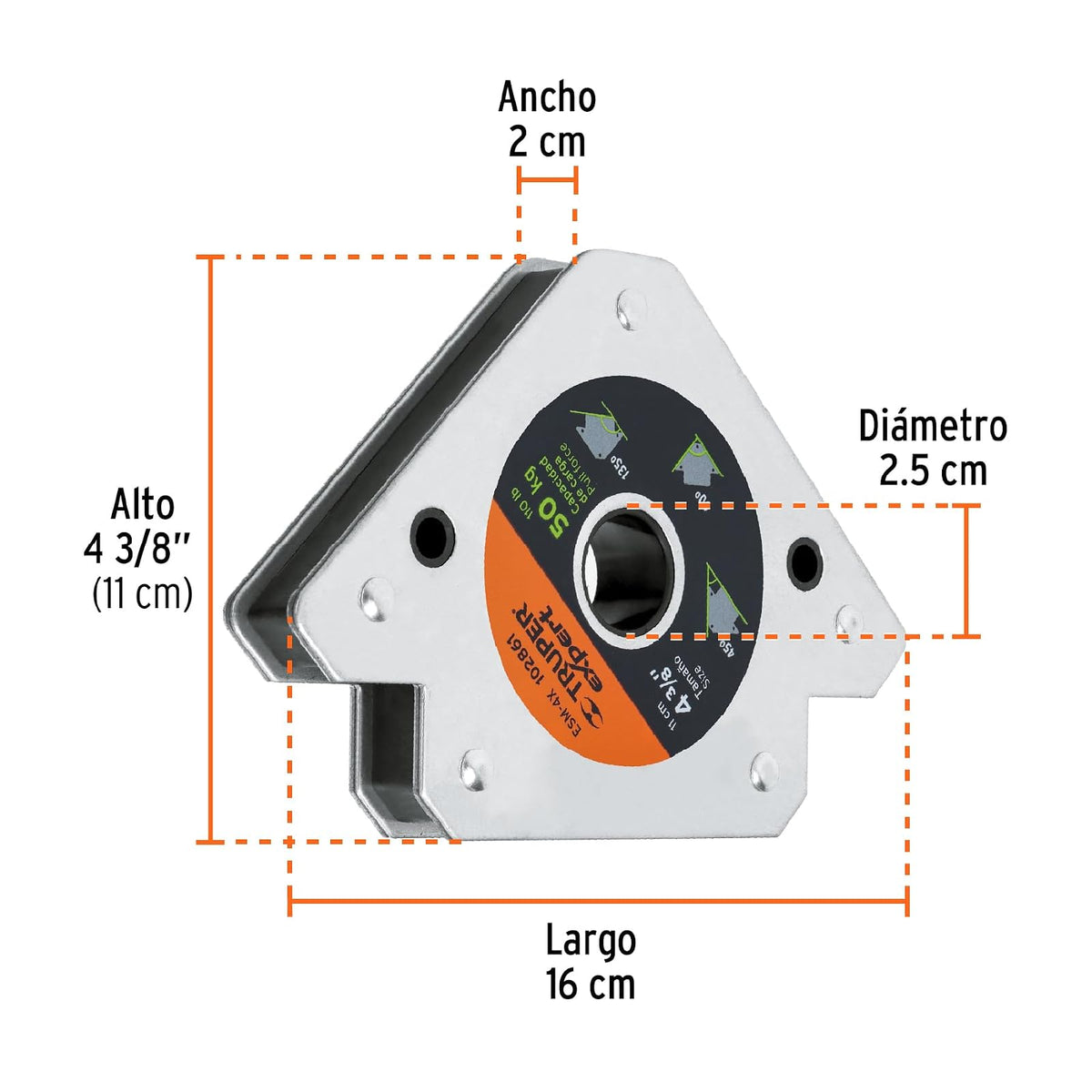 Truper Expert ESM-4X, Escuadra magnética 4" para soldar capacidad 50 kg