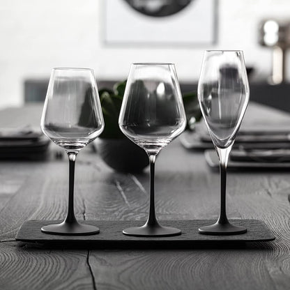 Villeroy & Boch Manufacture Rock - Juego de 4 vinos blancos, vidrio de tallo negro, apto para lavaplatos