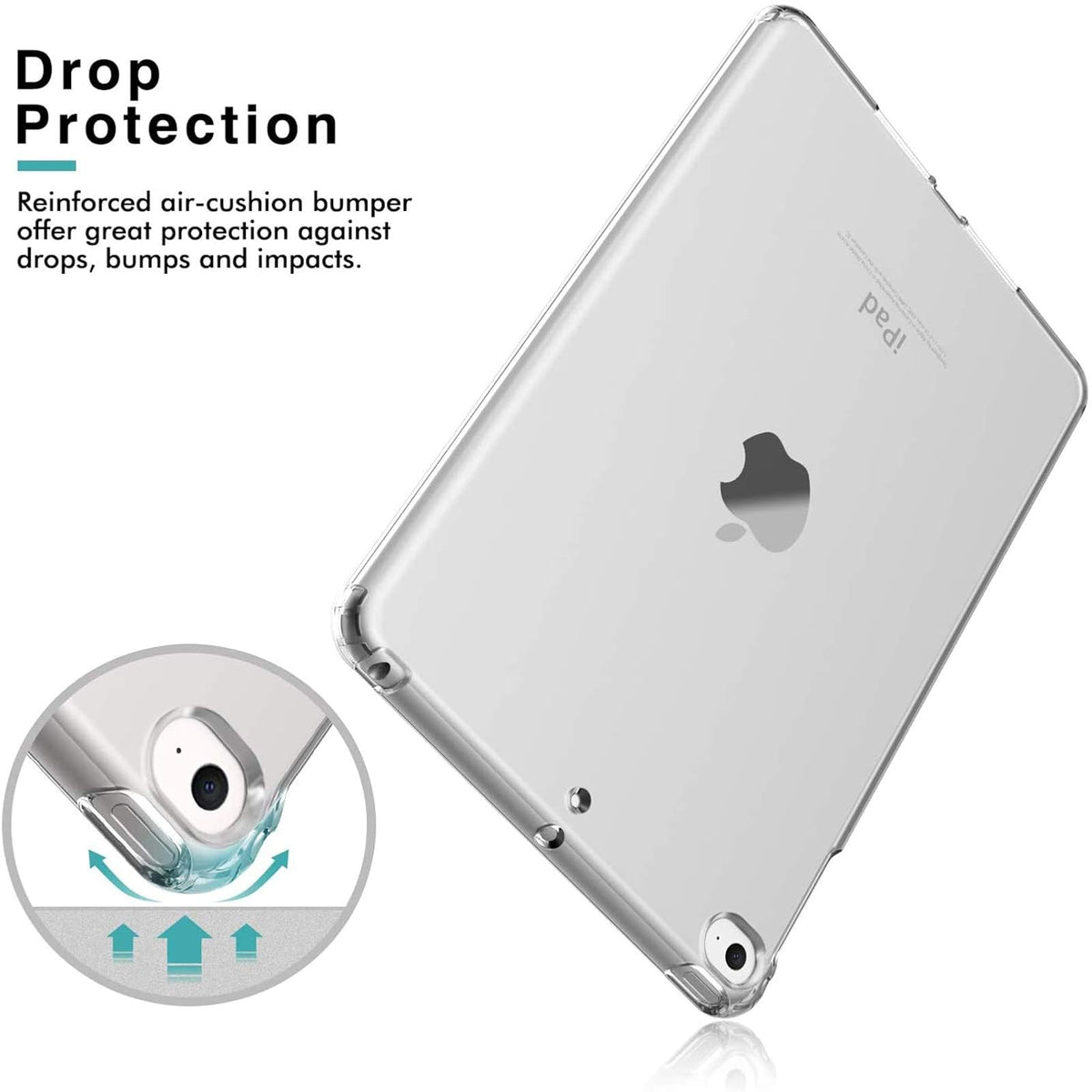 ORIbox - Funda para iPad 7th y iPad 8th y iPad 9th Gen [10.2 Pulgadas] Transparente, con protección de 4 Esquinas a Prueba de Golpes, Cubierta Trasera de TPU para iPad, Transparente