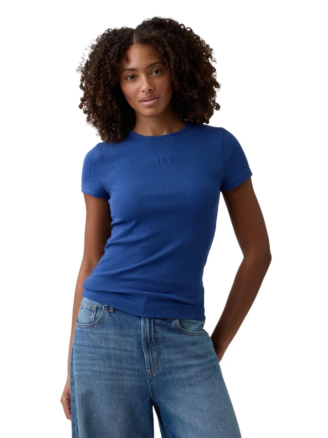 Gap - Playera Moderna de Manga Corta con Logotipo Acanalado para Mujer