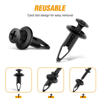 GOOACC - 100 clips de remache para parachoques Yamaha Rhino 450 660 700 Grizzly 600 Cuerpo Fender Hood Panel de depósito de combustible, clip de tornillo de remache