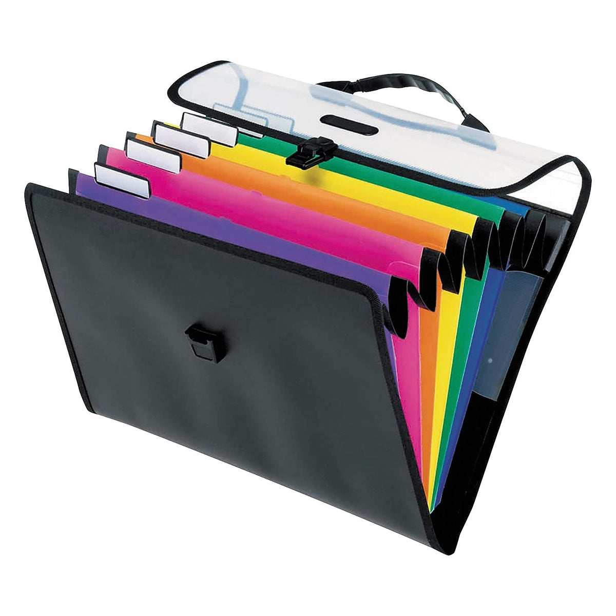Archivero Pendaflex Expandible Portátil, Carta, Interiores Color, 6 Divisiones, Gancho Para Colgar, Broche, Polipropileno, Pieza, Color Negro, Paquete de 1 (52891)