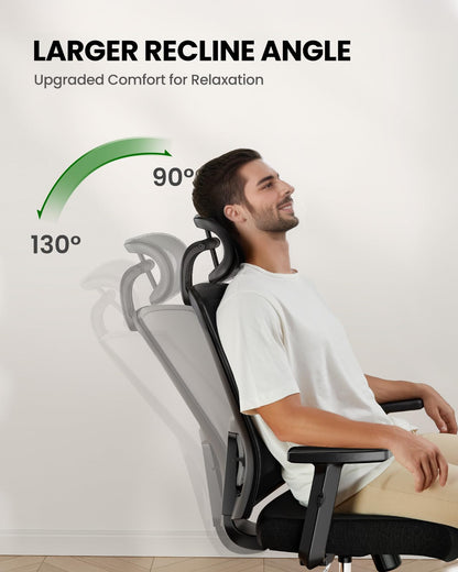 Marsail - Silla ergonómica de Oficina para Juegos con Soporte Lumbar, reposacabezas 2D, reposabrazos Ajustables, cojín de Asiento Contorneado, Silla de computadora de computadora con Ruedas para el