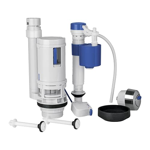 Foset VW-256, Juego de accesorios para WC, con sistema DUO, altura ajustable de válvula de llenado de 7 1/2" a 10 1/2"