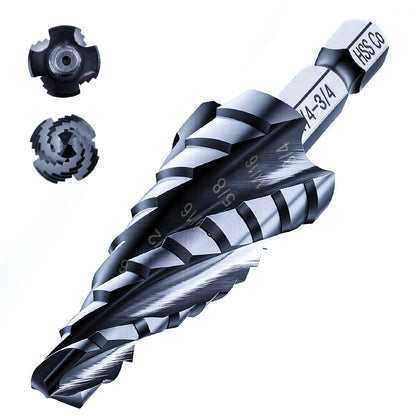 AugTouf Broca de Paso de Cobalto con Cuatro Espirales, Vástago Hexagonal 1/4" para Metal