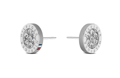 Tommy Hilfiger - Aretes para Mujer 2780565 - Acero Inoxidable Plateado con Cristales - Diseño de Tuerca Elegante