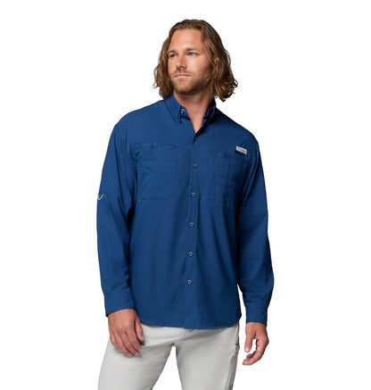 Columbia PFG Tamiami II Camisa de Manga Larga para Hombre - Carbón - XL - Sólido