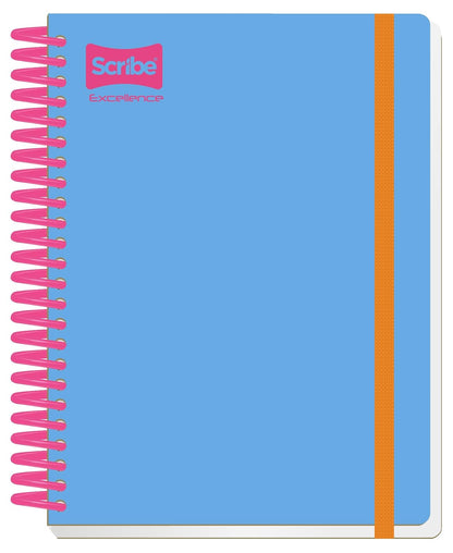 Scribe Excellence Cuaderno Profesional Pasta Dura - Azul Celeste - Naranja - 100 Pages