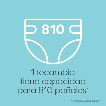 El recambio cuadrado Diaper Genie Jumbo con película continua | Puede contener hasta 810 pañales tamaño recién nacido.