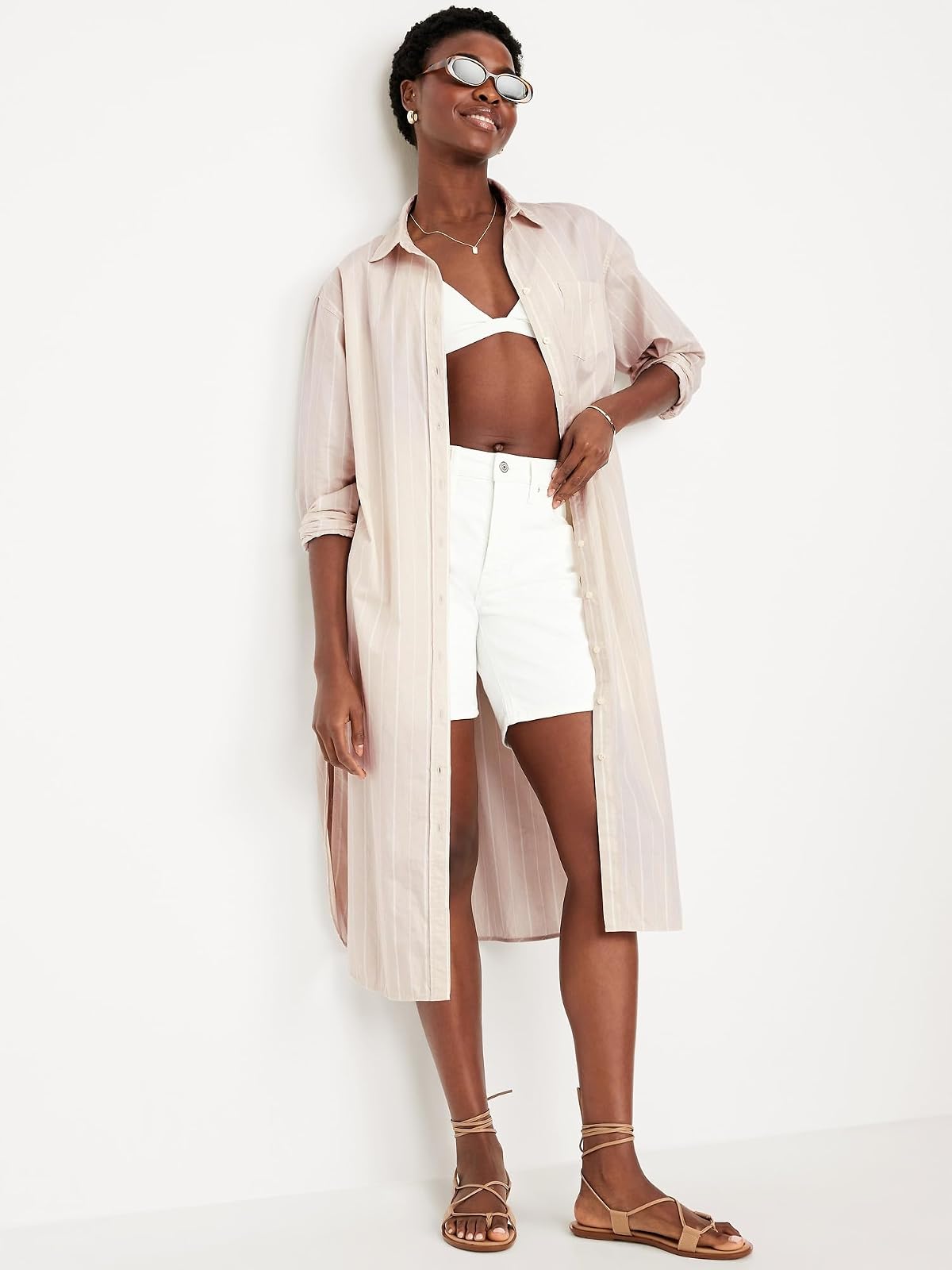 Old Navy LS Shirt Dress Midi Vestido Mujer