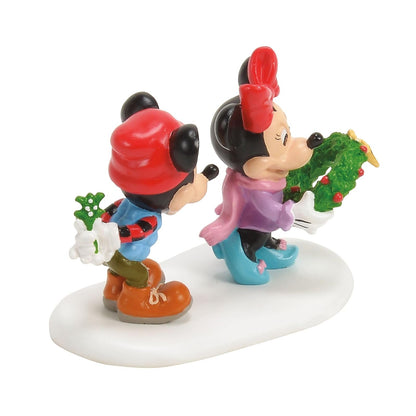 Department 56 Disney Mickey's Mistletoe Surprise 2.5 H Accesorio de Pueblo, Multicolor