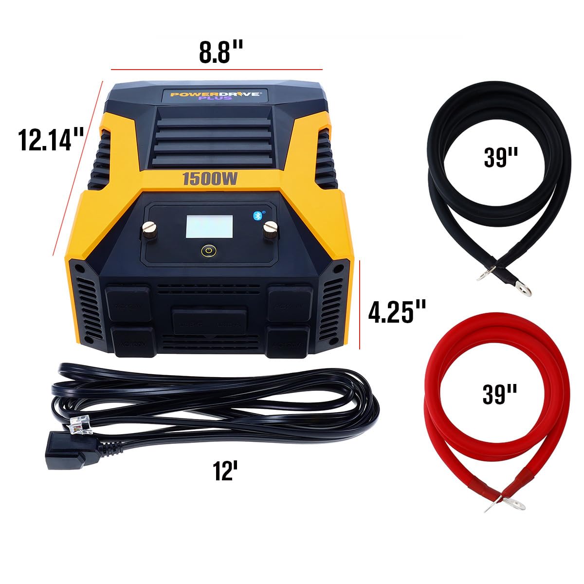 PowerDrive Plus PWD1500P Inversor de Potencia de 1500 W con tecnología inalámbrica Bluetooth(R) y Control Remoto