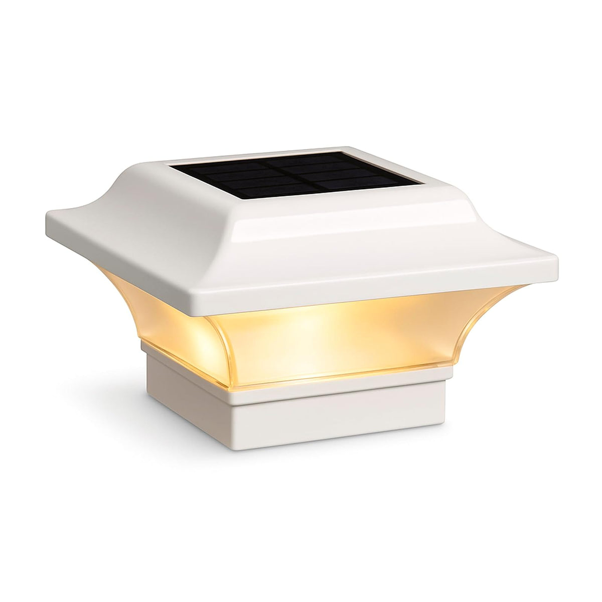 Classy Caps SLO82W - Tapa de poste solar imperial - Se adapta a postes de 2 x 2 pulgadas, 2.25 x 2.25 pulgadas, 2.5 x 2.5 pulgadas, aluminio recubierto de polvo blanco