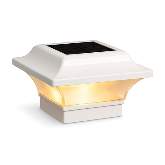 Classy Caps SLO82W - Tapa de poste solar imperial - Se adapta a postes de 2 x 2 pulgadas, 2.25 x 2.25 pulgadas, 2.5 x 2.5 pulgadas, aluminio recubierto de polvo blanco