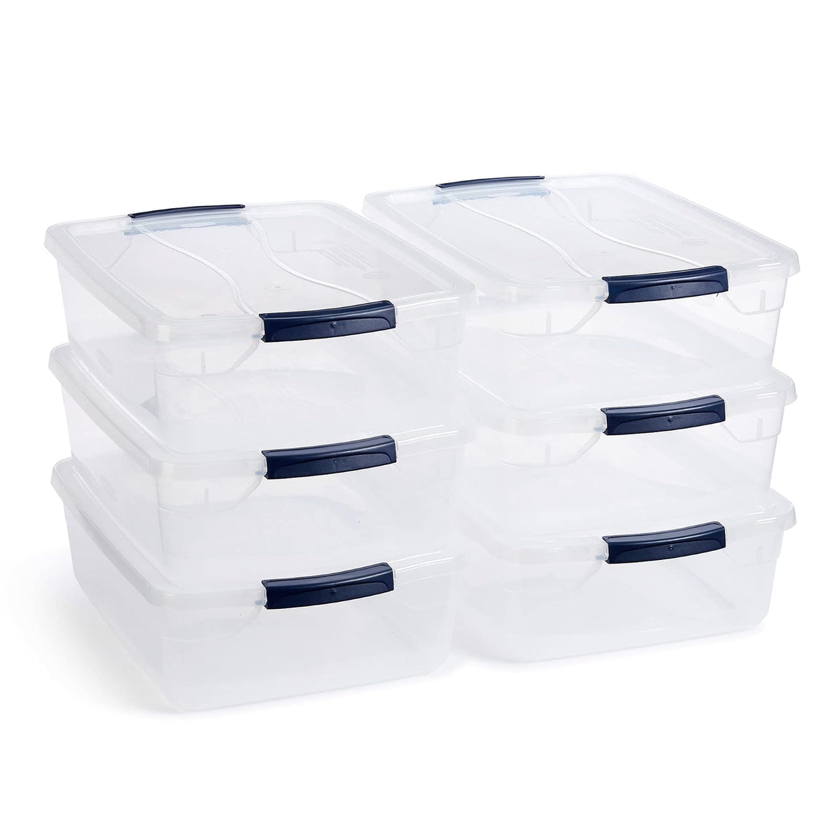 Rubbermaid Cleverstore Contenedores de almacenamiento transparentes de 17 cuartos con tapas de cierre, paquete de 6, apilables, sin BPA, fabricados en Estados Unidos - 17 Qt - 6 Pack