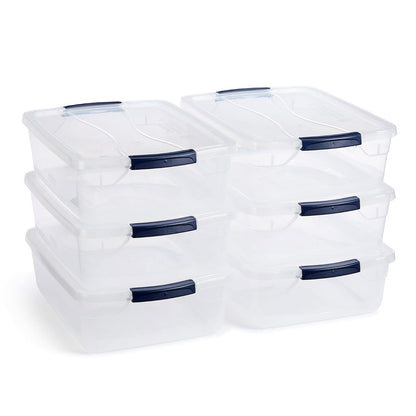 Rubbermaid Cleverstore Contenedores de almacenamiento transparentes de 17 cuartos con tapas de cierre, paquete de 6, apilables, sin BPA, fabricados en Estados Unidos - 17 Qt - 6 Pack