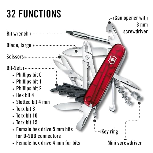 Victorinox Cyber Tool con 34 Usos, rojo transparente