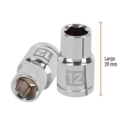 Truper D-1212-M, Dado de 6 puntas, cuadro 1/2" de 12mm