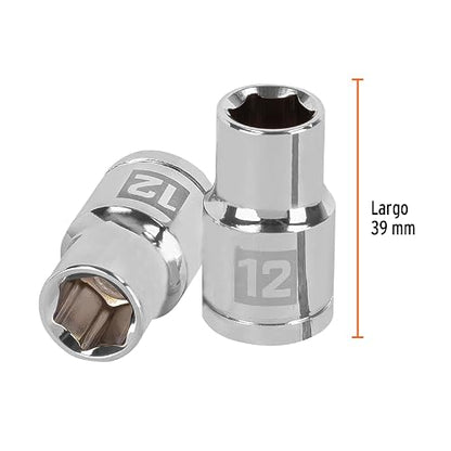 Truper D-1212-M, Dado de 6 puntas, cuadro 1/2" de 12mm