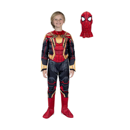 Marvel Integrated Spider-Man Official Youth Halloween Costume - Premium Quality Padded Jumpsuit with Pull On Fabric Mask
