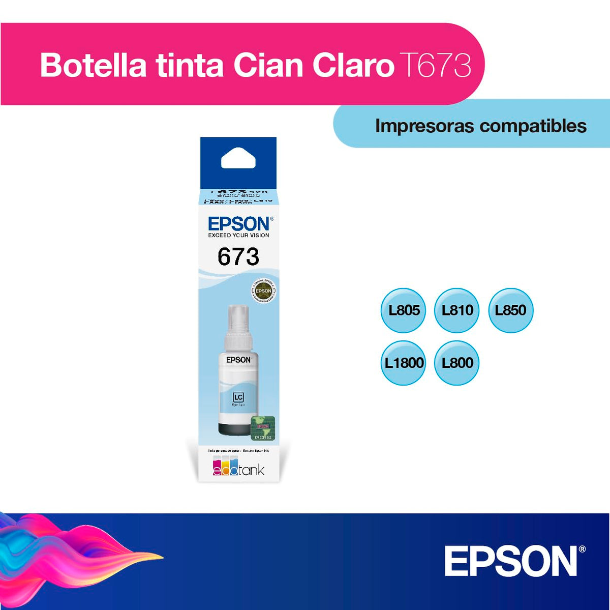 Epson Cartucho de Tinta color Cyan Light para XP-702, T673520, Talla unica, Cian