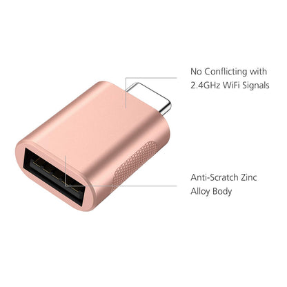 Nonda - Adaptador USB C a USB (2 Unidades), Adaptador USB-C a USB 3.0, USB Tipo C a USB, Thunderbolt 4/3 a USB Hembra OTG para MacBook Pro2021, MacBook Air 2020, iPad Pro 2021 y más (Oro Rosa)