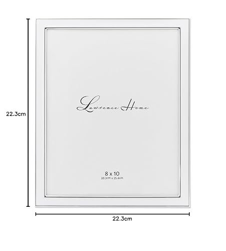 Lawrence Frames 586180 Metal with White Enamel Picture Frame, 8 by 10 inch, Silver Plated