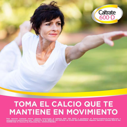 Caltrate Suplemento de Calcio 600 +D 600mg / 400 UI Frasco con 60 tabletas